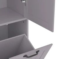 Badezimmerschrank mit doppeltem Wäschekorb, verstellbare Regale, viel Stauraum, 78 x 35 x 172,7 cm, Grau(m-7)