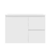 Wandhängender Badezimmerschrank mit LED-Radarsensor-Beleuchtung, zwei Schubladen und integriertem Keramikwaschbecken, 76x 46 x 50 cm, Weiß(m-10)