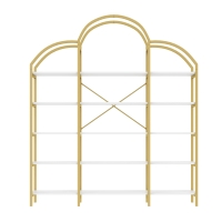 Estantería de estilo sencillo, cinco niveles de almacenamiento, forma única de nube, 170x26x190 cm, Oro + Blanco