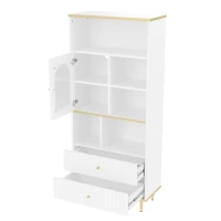 Bücherregal 180cm Multifunktionales mit Licht Mehrschichtige Aufbewahrung für Wohnzimmer und Home Office Weiß(m-9)