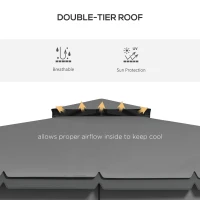 Outsunny 3 x 3(m) Patio Gazebo Canopy Garden Pavilion Tent Shelter Marquee with 2 Tier Roof, Netting and Curtains, Light Grey(m-4)