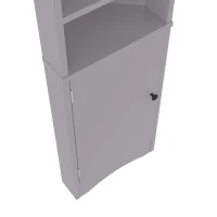 Dreieckiger Badezimmerschrank, verstellbare Einlegeböden und Doppeltüren, 37 x 24,5 x 170 cm, Grau(m-9)