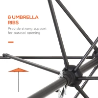 Outsunny 2m Garden Parasol Umbrella, Outdoor Sun Shade with 6 Sturdy Ribs for Balcony, Bench, Garden, Orange(m-5)