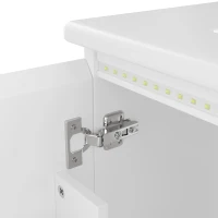 Wandhängender Badezimmerschrank mit LED-Radarsensor-Beleuchtung, zwei Schubladen und integriertem Keramikwaschbecken, 76x 46 x 50 cm, Weiß(m-8)