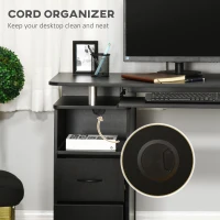 HOMCOM Computer Desk Office PC Table Workstation with Keyboard Tray, CPU Shelf, Drawers, Sliding Scanner Shelf, Black(m-5)