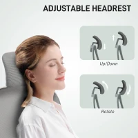 HOMCOM Executive Office Chair, Ergonomic Mesh High Back Desk Chair with Flip-up Armrest, Rotatable Headrest, Adjustable Lumbar Support for Home Study, Grey(m-6)