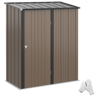 Outsunny 5.3 x 3.1ft Corrugated Steel Garden Shed - Brown