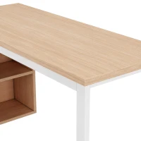 Schlichter Schreibtisch mit drei Schubladen und zwei offenen Ablagefächern, 147 x 100 x 75,3 cm, Naturfarbe(m-9)