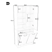 Badezimmerschrank mit doppeltem Wäschekorb, verstellbare Regale, viel Stauraum, 78 x 35 x 172,7 cm, Weiß(m-3)