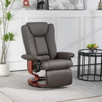HOMCOM Draaibare Relaxfauteuil met Ligfunctie, tot 150 kg, Kunstleer, Bruin(m-10)