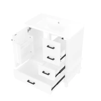 Bodenstehender Badezimmerschrank mit Waschbecken, vielfältiger Stauraum, 76 x 46 x 83,5 cm, Weiß(m-12)