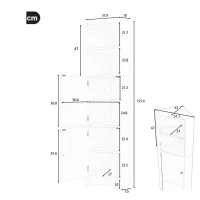 Dreieckiger Badezimmerschrank mit zwei offenen Ablagefächern, verstellbaren Trennwänden, 51,7 x 32 x 155,4 cm, Weiß(m-3)