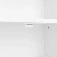 Badezimmer-Hochschrank mit Stauraum, Glasschranktür, Holzschranktür, verstellbare Trennwände, 57,4 x 28,4 x 162,5 cm, Weiß(m-8)