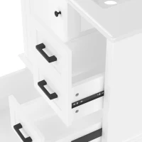 Bodenstehender Badezimmerschrank mit Waschbecken, vielfältiger Stauraum, 76 x 46 x 83,5 cm, Weiß(m-10)