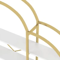 Estantería de estilo sencillo, cinco niveles de almacenamiento, forma única de nube, 170x26x190 cm, Oro + Blanco(m-8)