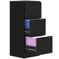 HOMCOM 3-Drawer Office File Cabinet with Lock & Adjustable Hanging Rails for A4/Letter, 15.7 x 15.7 x 39.8 in, Black(m-6)