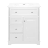 Bodenstehender Badezimmerschrank mit Waschbecken, 76 x 46 x 87 cm, Weiß(m-10)