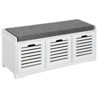 HOMCOM Schuhbank Schuhregal 3 Schubladen Schuhständer Sitzbank Schuhschrank Multifunktion Weiß 108x35x43 cm(m-11)