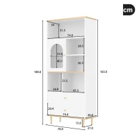 Bücherregal 180cm Multifunktionales mit Licht Mehrschichtige Aufbewahrung für Wohnzimmer und Home Office Weiß(m-3)