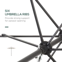 Outsunny 2m Garden Parasol Umbrella, Outdoor Sun Shade with 6 Sturdy Ribs for Balcony, Bench, Garden, Cream White(m-5)