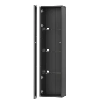 Multifunktionale Vitrine mit Glastrennwand, LED-Farbwechsellicht, 40 x 29 x 170 cm, Schwarz(m-10)