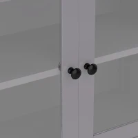 Badezimmerschrank Eleganter mit Stauraum Glasschranktür Holzschranktür verstellbare Trennwände 160 cm Hoch Grau(m-6)