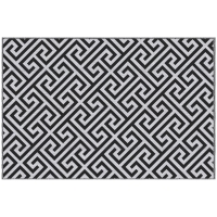 Outsunny 152 x 243 cm(5x 8ft) Outdoor Rug Reversible Mat Plastic Straw Rug Portable RV Camping Mat for Garden Deck Picnic Indoor, Black & White