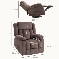 HOMCOM Sillón de masaje 8 puntos, 5 modos, calor lumbar, reclinable y giratorio, marrón(m-3)