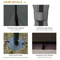 Outsunny 3 x 3(m) Patio Gazebo Canopy Garden Pavilion Tent Shelter Marquee with 2 Tier Roof, Netting and Curtains, Light Grey(m-6)