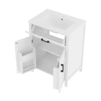 Freistehender Badezimmerschrank mit Waschbecken, Doppeltürregale, praktische Schubladen, verstellbare Regale, 60 x 46 x 84,8 cm, Weiß(m-9)