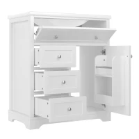 Bodenstehender Badezimmerschrank mit Waschbecken, 76 x 46 x 87 cm, Weiß(m-11)