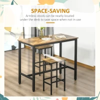 HOMCOM Industrial Bar Stools, Set of 2 Kitchen Breakfast Bar Chairs with Footrest, Counter Height Island Stools for Dining Area, Home Pub, Rustic Brown(m-4)