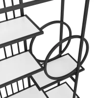 Metallregal im modernen Stil, solides Metallrohr, mehrstufiges Design mit sechs Ablageflächen, 100 x 30 x 180 cm, Weiß+Schwarz(m-7)