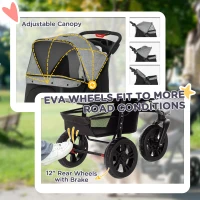 PawHut Dog Stroller Pram, 3-Wheel Foldable Pet Stroller with Invisible Sky Roof, for Small Dogs & Cats, Red(m-7)