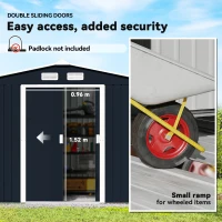 Outsunny 9 x 6ft Metal Bicycle Shed, Outdoor Storage Tool House with Ventilation Slots, Foundation Kit and Lockable Double Doors, Dark Grey(m-5)