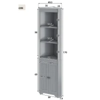 Hochwertiger dreieckiger Badezimmerschrank 170 cm mit 3 offenen Fächer Grau(m-3)
