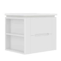 Badezimmerschrank Wand mit LED-Radarsensor-Beleuchtung 2 Schubladen seitlichen Ablagen 61cm Weiß(m-10)