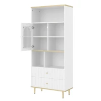 Bücherregal 180cm Multifunktionales mit Licht Mehrschichtige Aufbewahrung für Wohnzimmer und Home Office Weiß(m-10)