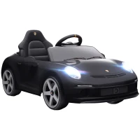AIYAPLAY 12V Kinderauto | 2× motor | 2,4 GHz RC | Softstart & geveerd | MP3/USB en LED — Zwart(m-1)
