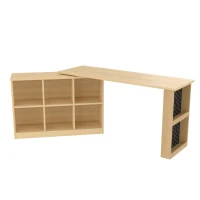 Schreibtisch mit Lagerschrank flexibel 140cm für Büro Naturfarbe(m-10)