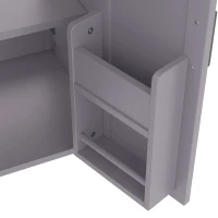 Armario de baño independiente con lavabo, estantes de doble puerta, cajones prácticos, estantes ajustables, 60x46x84,8 cm, Gris(m-6)