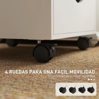 HOMCOM Cajonera Oficina con Ruedas y 5 Cajones Archivador Móvil, para Estudio Salón 40x40x67 cm Blanco(m-5)