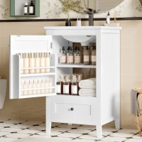 Badezimmerschrank mit Waschbecken geräuschlose Schublade verstellbares Regal 51x46 cm Weiß(m-4)