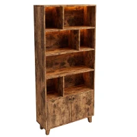 Bücherregal mit LED-Farbwechsel-Ambientelicht, Doppeltüren und mehreren Ablagefächer 80cm für Bücherkammer Braun(m-11)