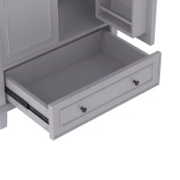 Badezimmerschrank mit Waschbecken, freistehend, großer Stauraum, 76 x 46 x 87 cm, Grau(m-7)