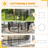 PawHut 80cm 8 Panels Heavy Duty Dog Pen, Pet Playpen for Indoors, Outdoors, Small, Medium Dogs(m-5)
