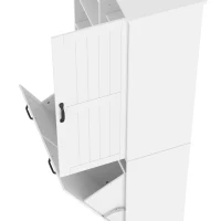 Badezimmerschrank mit doppeltem Wäschekorb, verstellbare Regale, viel Stauraum, 78 x 35 x 172,7 cm, Weiß(m-8)