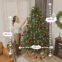 HOMCOM Kunstkerstboom 210 cm, natuurlijk ogend, klapbare takken, grenenvoet(m-3)