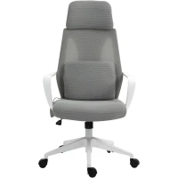Vinsetto bureaustoel, in hoogte verstelbare draaistoel, massagestoel, ergonomische directiestoel met massagefunctie, gamingstoel, nylon, grijs, 62 x 60 x 114-122 cm(m-11)