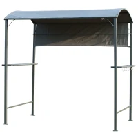Outsunny 2.2 x 1.4m BBQ Shelter - Outdoor Grill Gazebo Canopy including Shelves, Hanging Hooks, and a Metal Frame, suitable for Garden Patio Backyard(m-11)